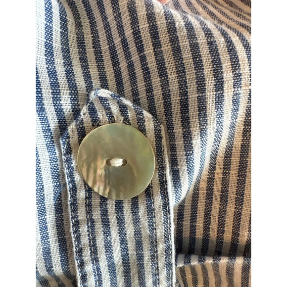 Sigrid Olsen Striped Linen Cotton Blend Hooded Button Down Jacket Size L - Picture 6 of 7